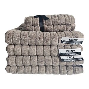 DKNY OEKO-TEX STANDARD BATH + HAND TOWELS SET LIGHT BROWN NEW